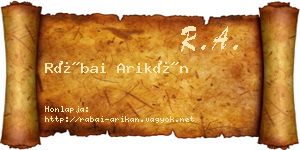 Rábai Arikán névjegykártya